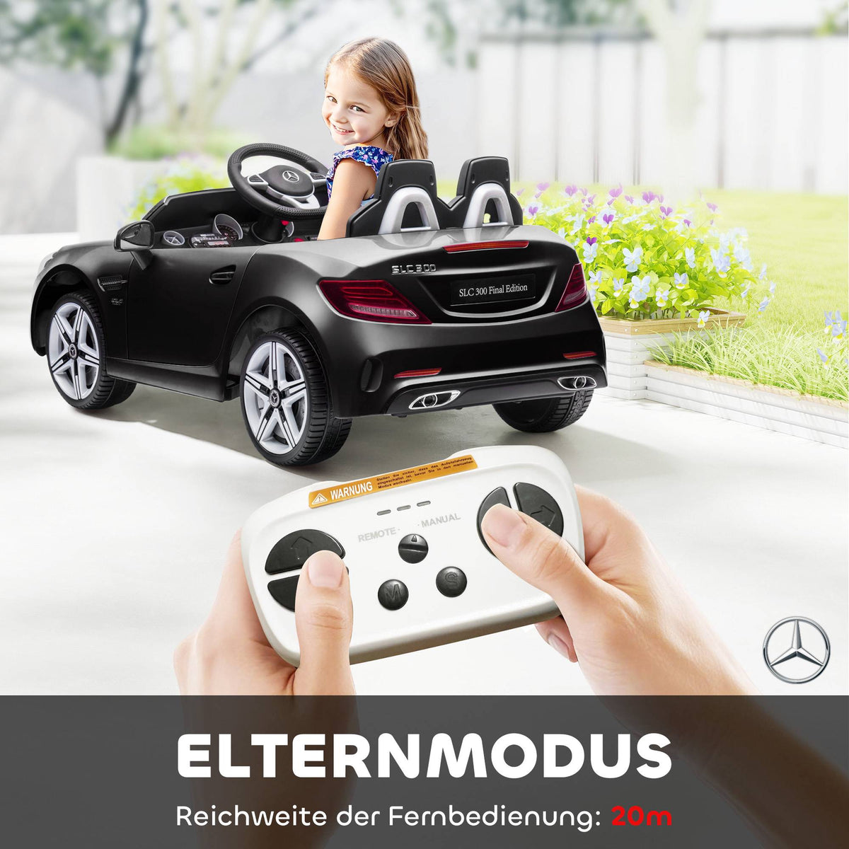Kids Electric Car with LED Lights, Music, Black, 3-5 km/h