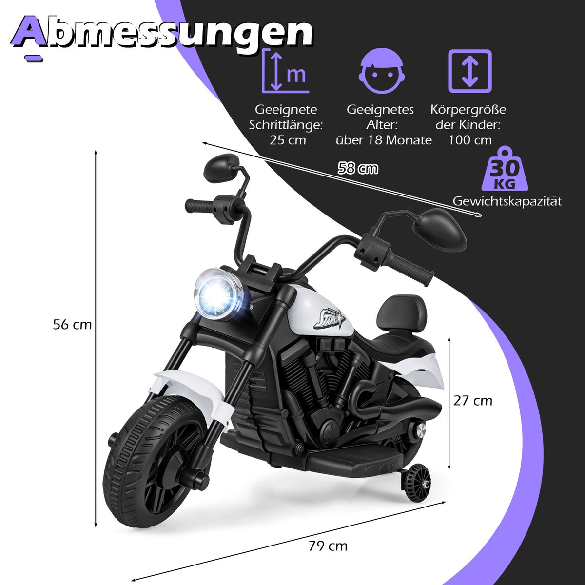 Kids Electric Chopper Motorcycle with Music & Lights