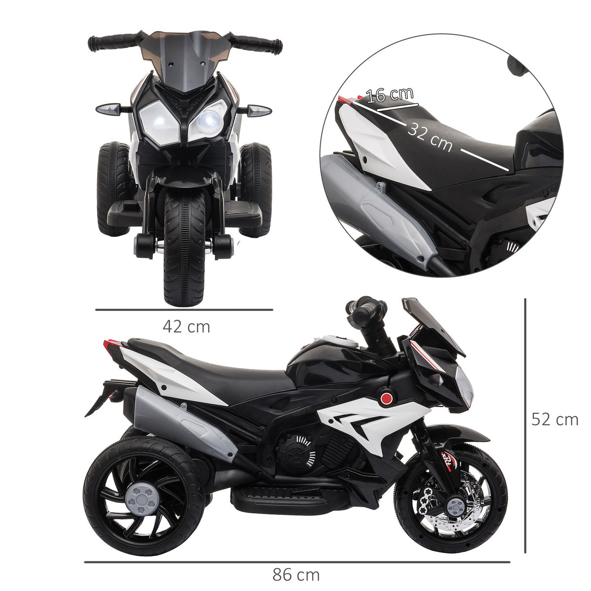 Kids Electric Motorcycle, 3 km/h, Lights & Sounds, Ages 3-5