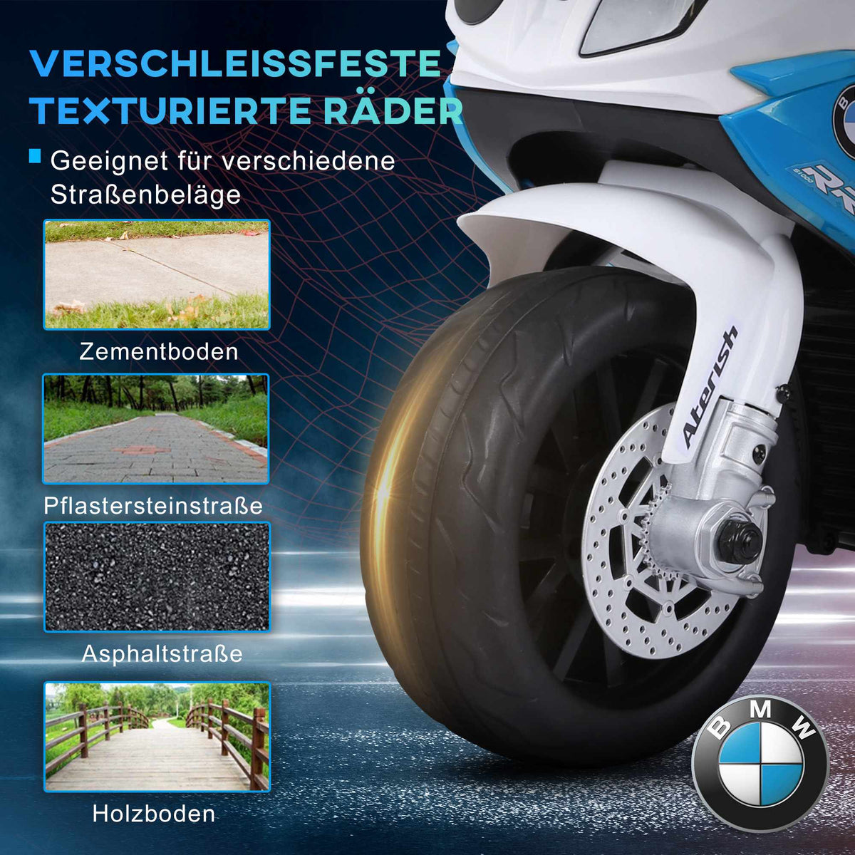 Kids' Electric Motorcycle 6V with Lights & Music, Blue