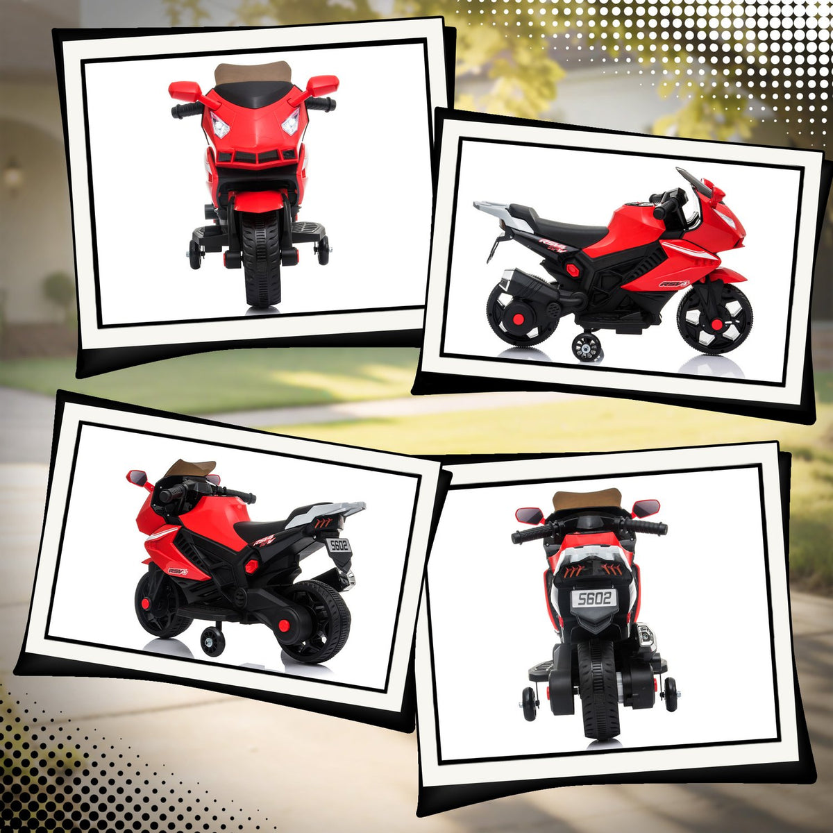 Kids Electric Motorcycle, Horn, Headlights, Music, Red