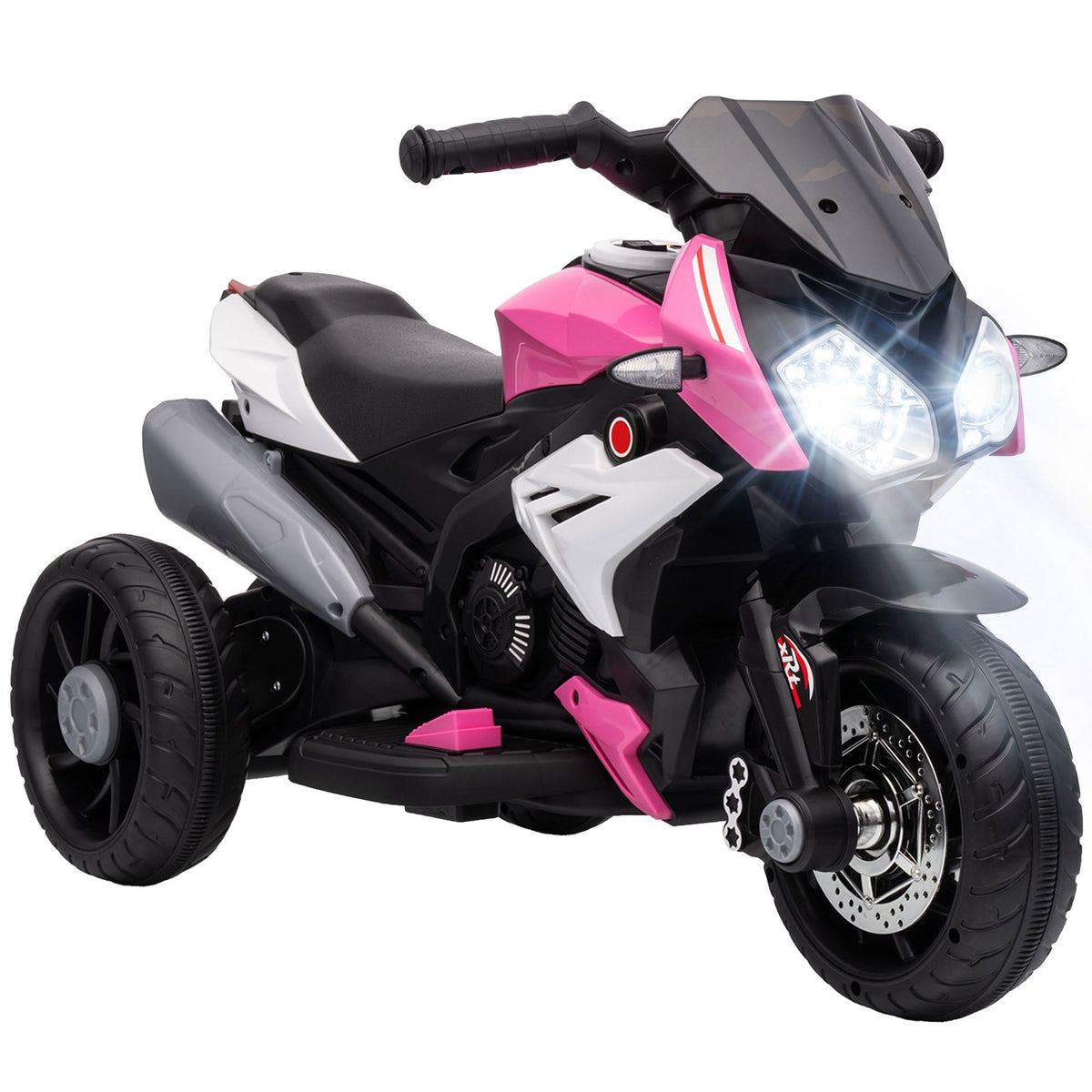 Kids' Electric Motorcycle, Lights & Sounds, 3 km/h, Pink/White