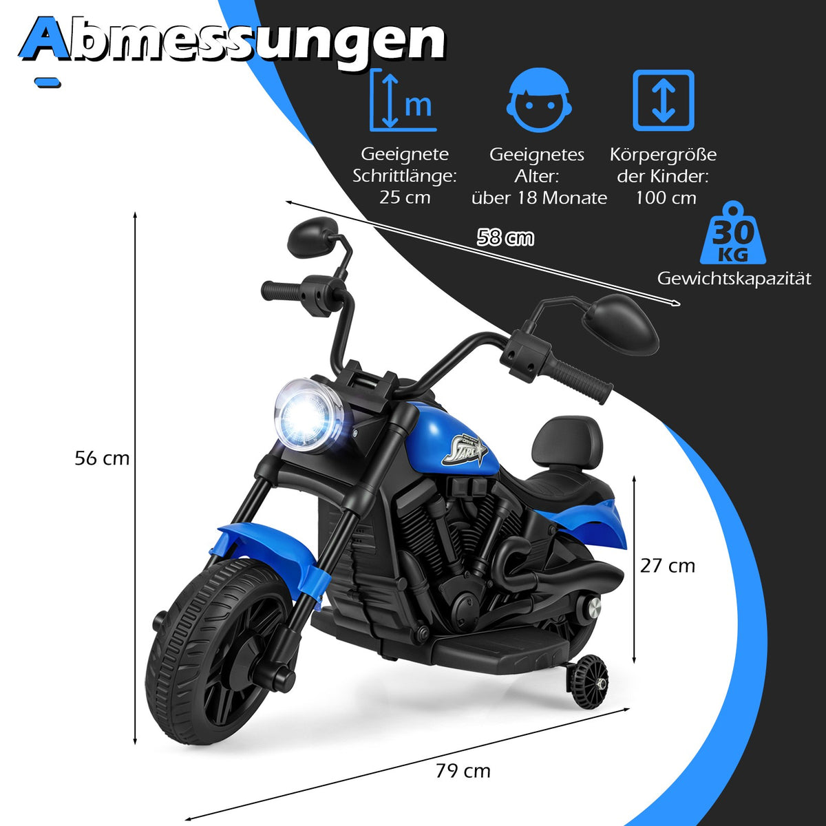 Kids Electric Motorcycle with Music, Headlights, Foot Pedals