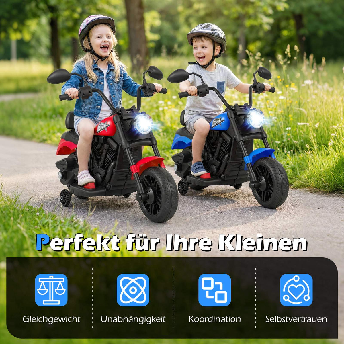 Kids Electric Motorcycle with Music, Headlights, Foot Pedals