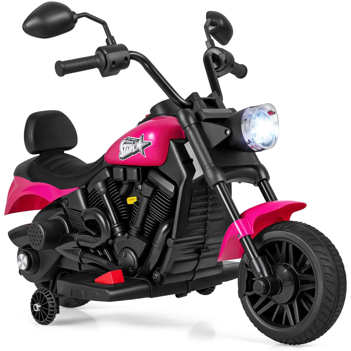 Kids Electric Motorcycle with Music, Headlights, Training Wheels