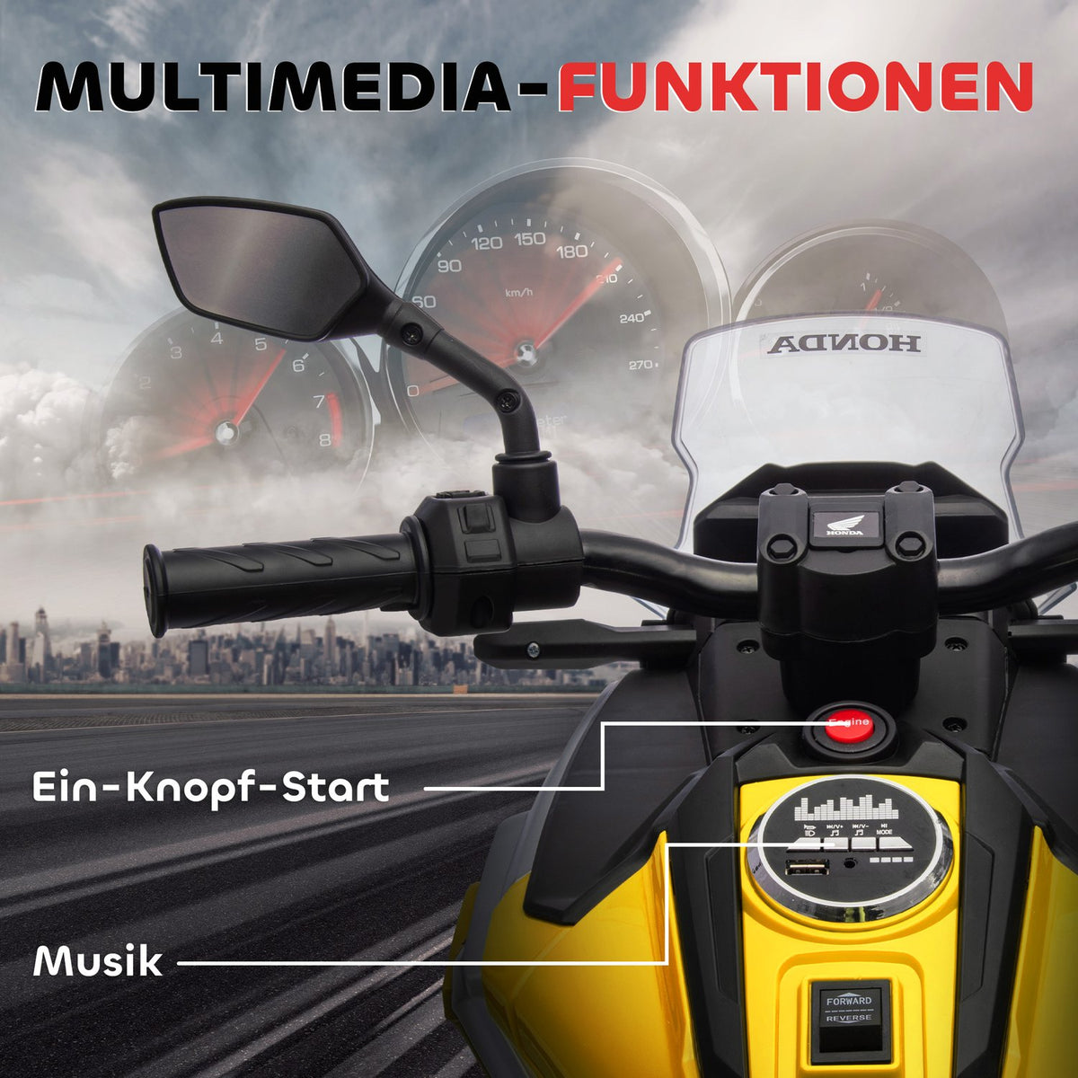 Kids Electric Motorcycle with Training Wheels, 3 km/h Speed
