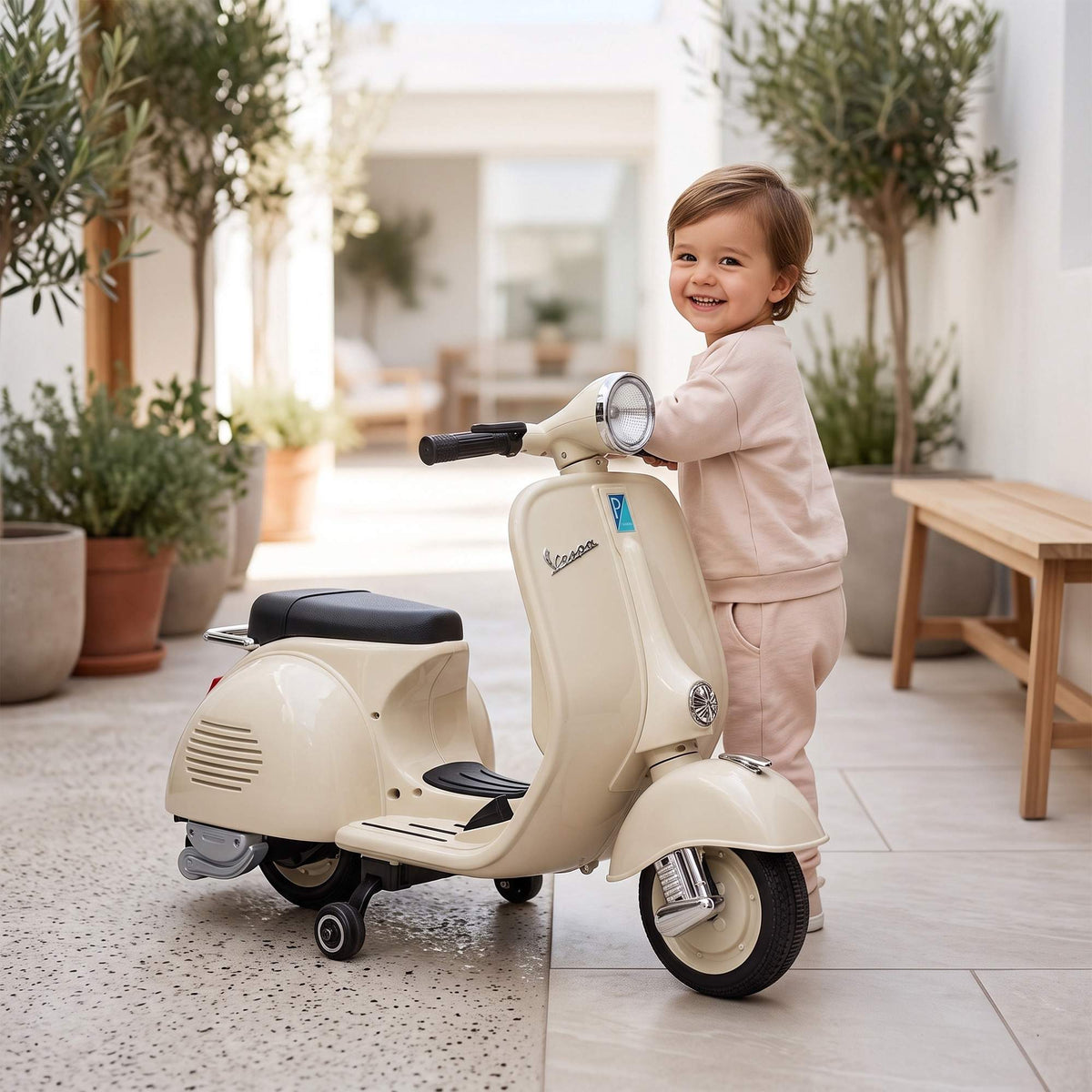 Kids Electric Motorcycle with Training Wheels & Music