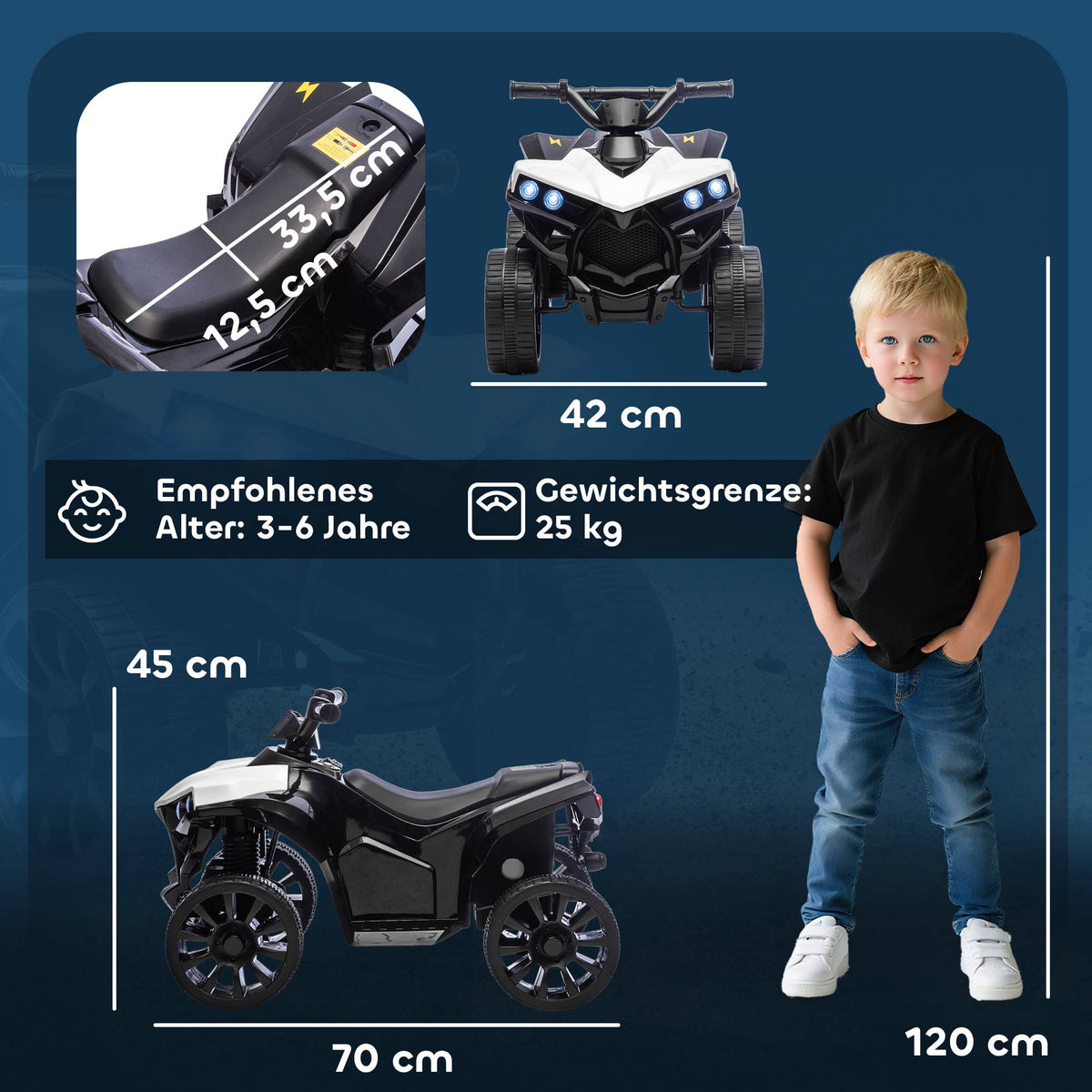 Kids Electric Quad – 6V Motor, Music, Headlights, Ages 3-6