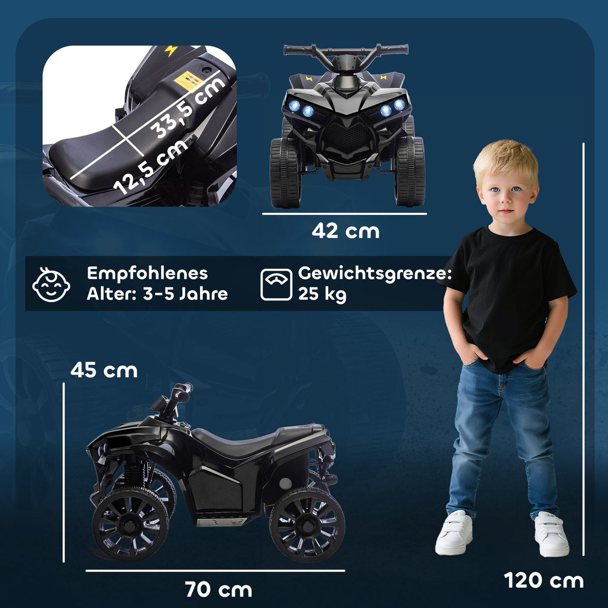 Kids Electric Quad 6V with Forward/Reverse, Music, LED