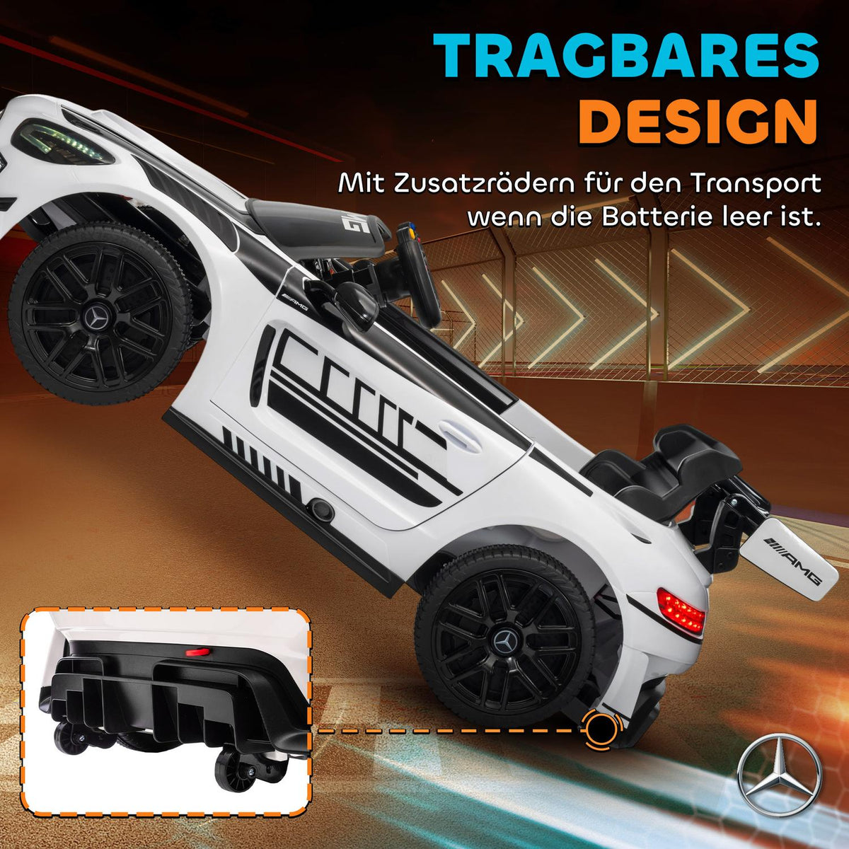Kids Electric Ride-On Car, 12V Battery, LED Lights, White