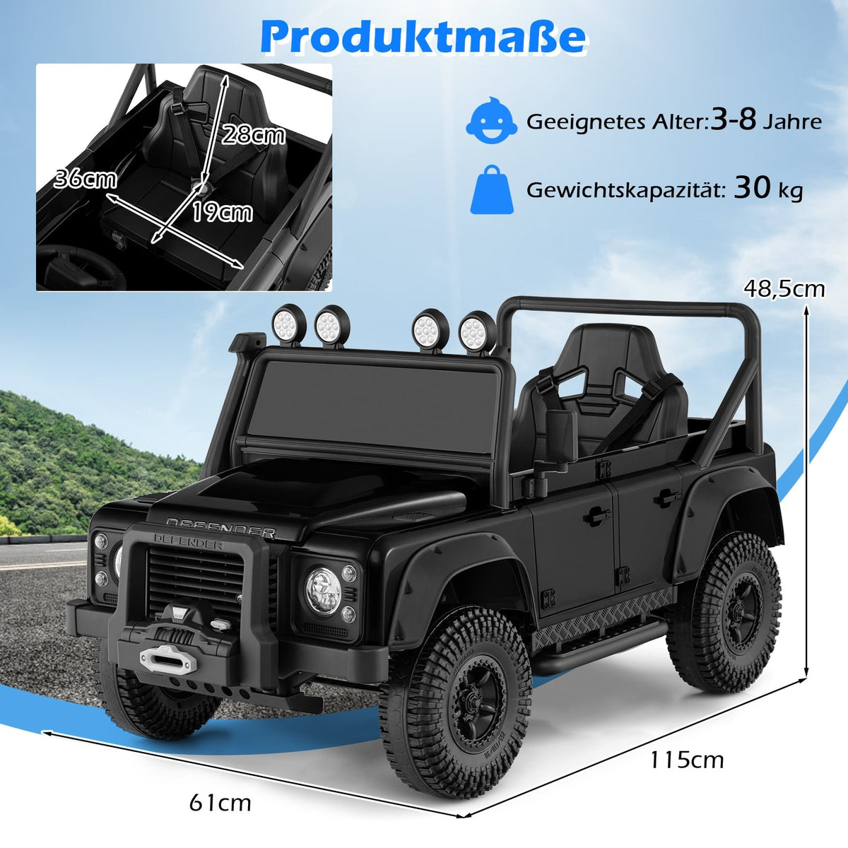 Kids Electric Ride-On Car with Remote, Black, 12V Battery