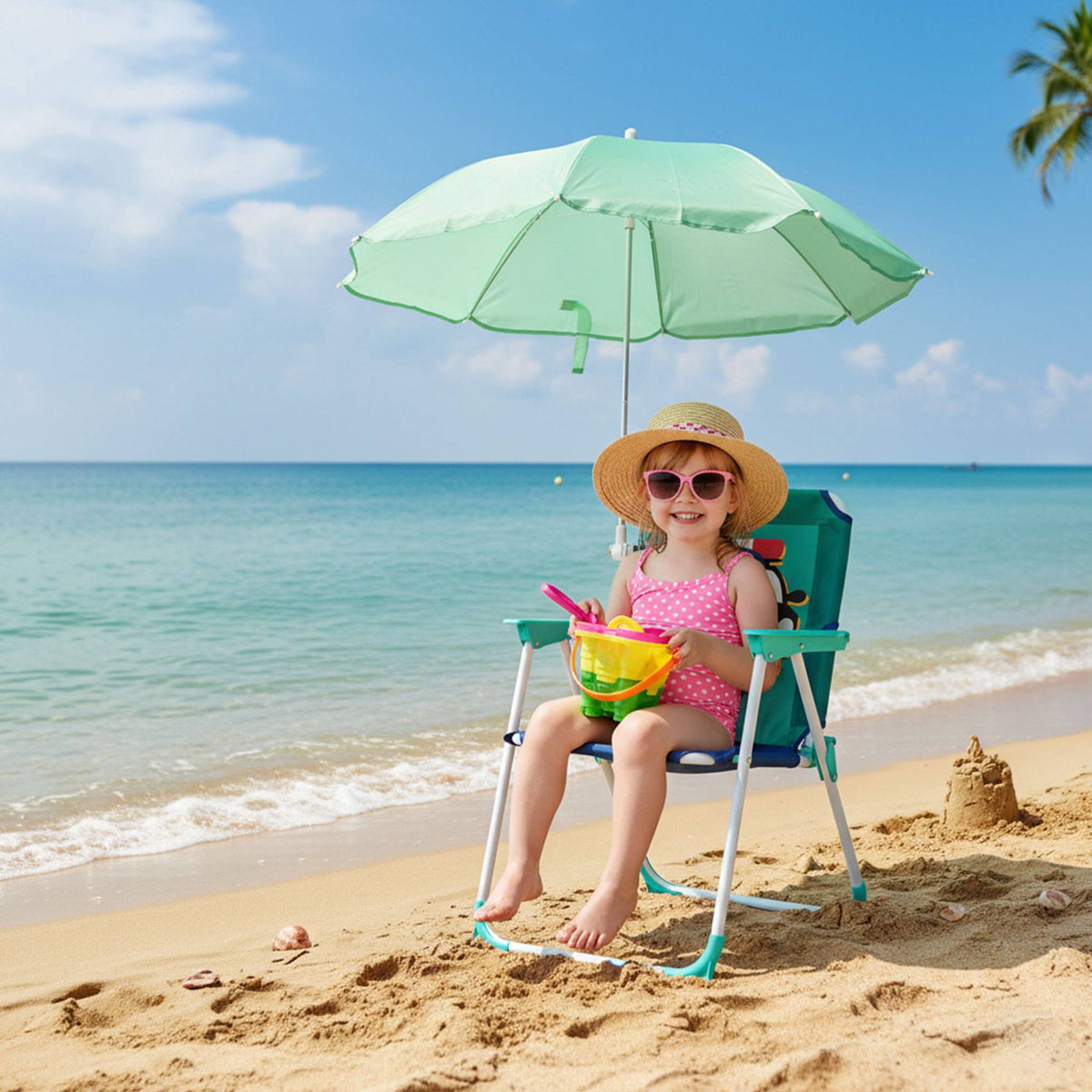 Kids' Folding Chair with Parasol – Lightweight, Portable