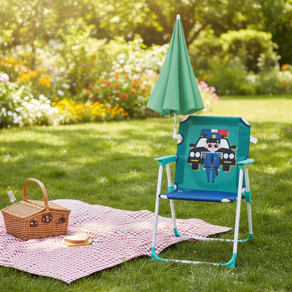Kids' Folding Chair with Parasol – Lightweight, Portable