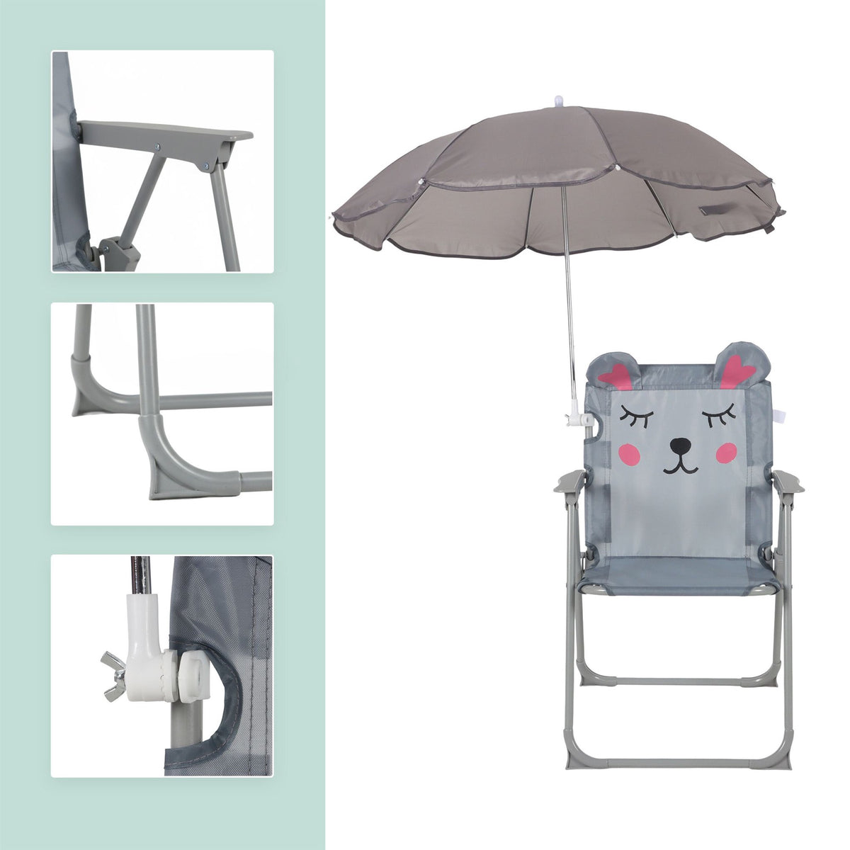 Kids' Folding Chair with Parasol – Lightweight, Portable