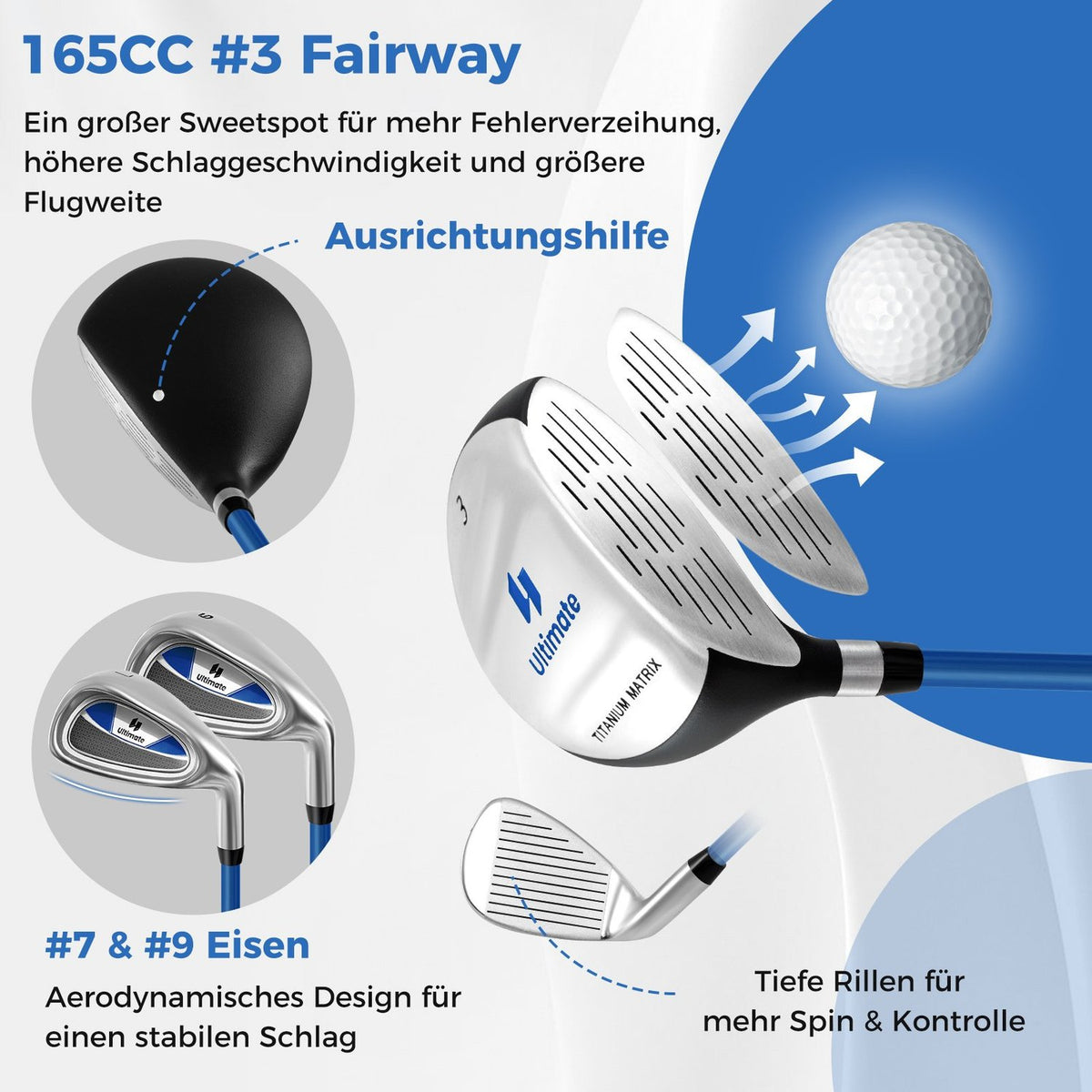Kids Golf Club Set, Right-Handed, Ages 11-13, Blue