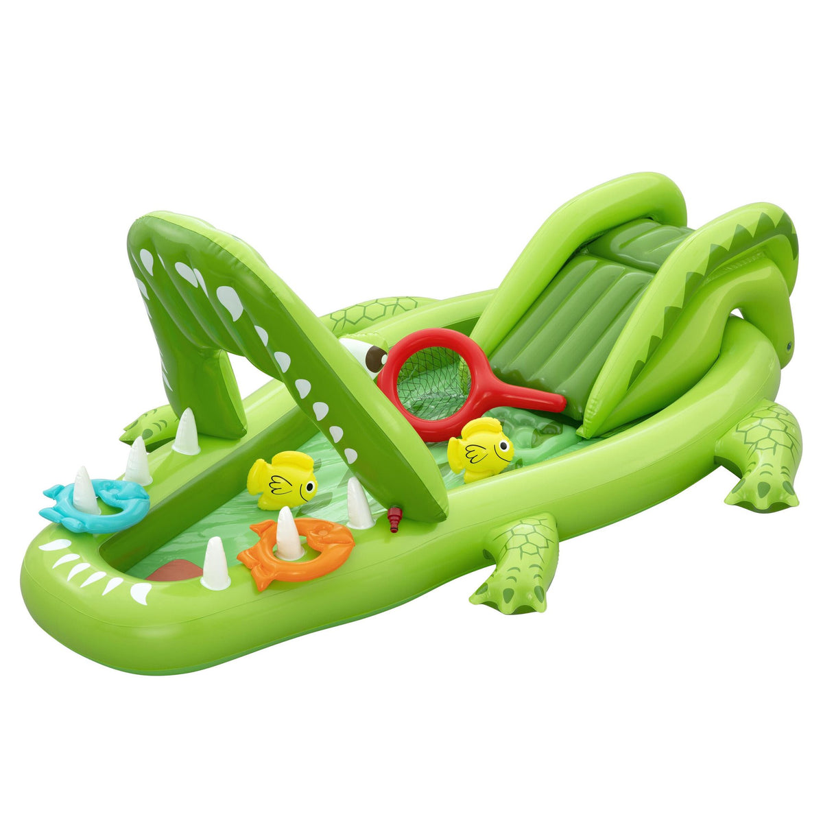 Kids Inflatable Gator Play Center with Slide and Pool
