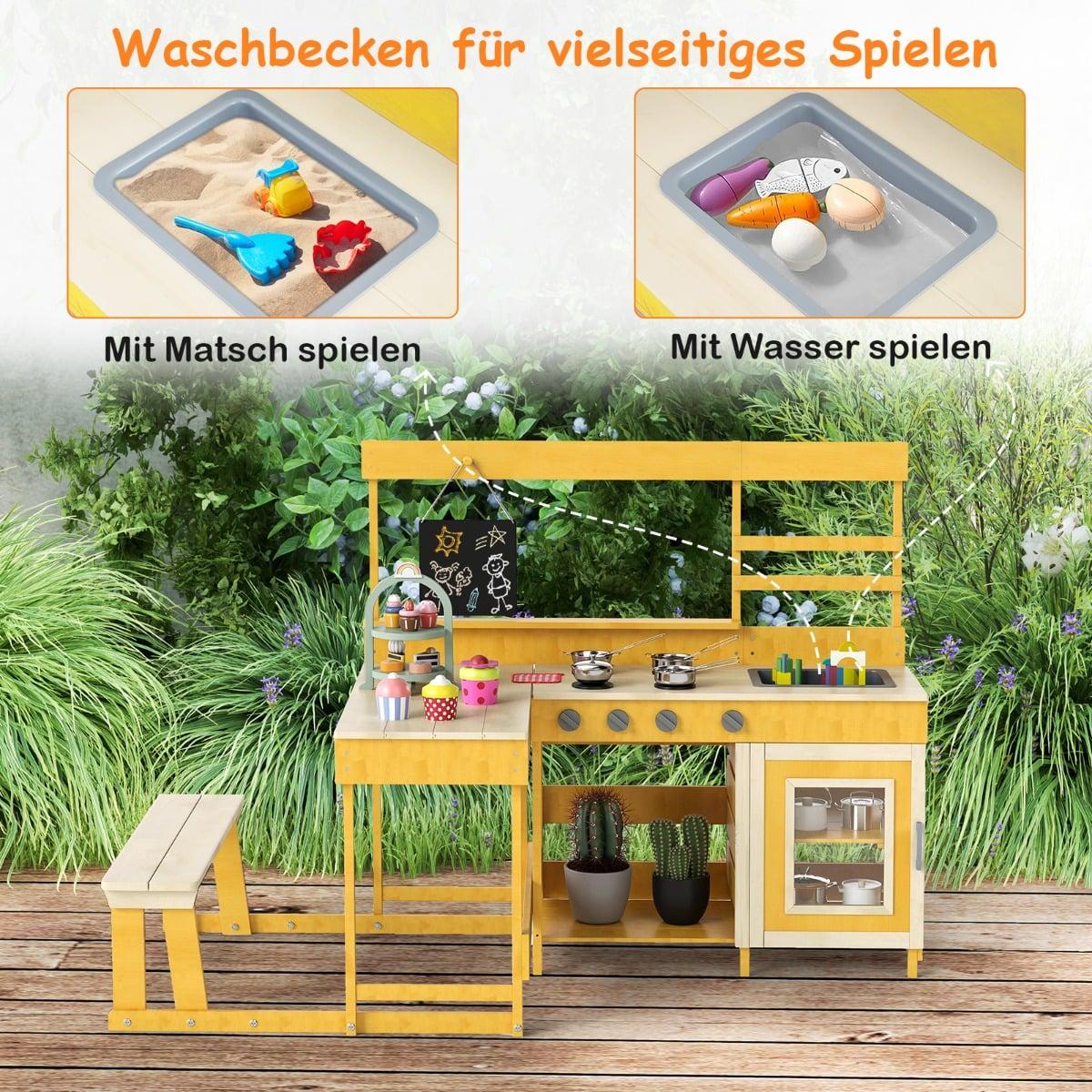 Kids Outdoor Mud Kitchen with Picnic Table – Fir Wood