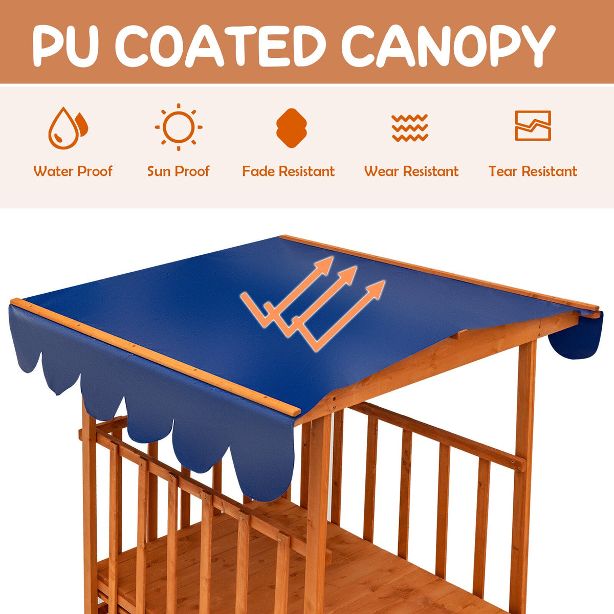 Kids Outdoor Wooden Sandbox with Cover and Wheels
