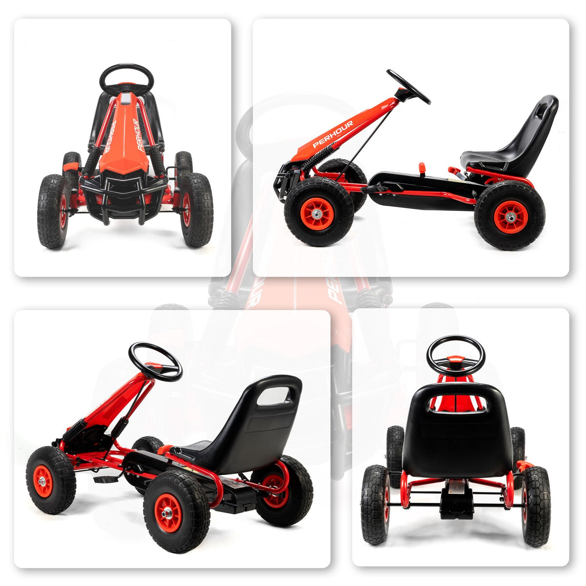 Kids Pedal Go-Kart, Adjustable Seat, EVA Wheels, Ages 3-8