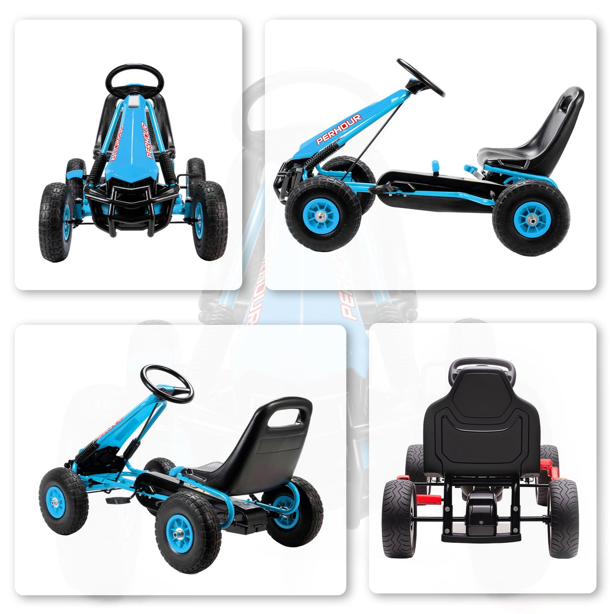 Kids Pedal Go-Kart, Adjustable Seat, EVA Wheels, Ages 3-8