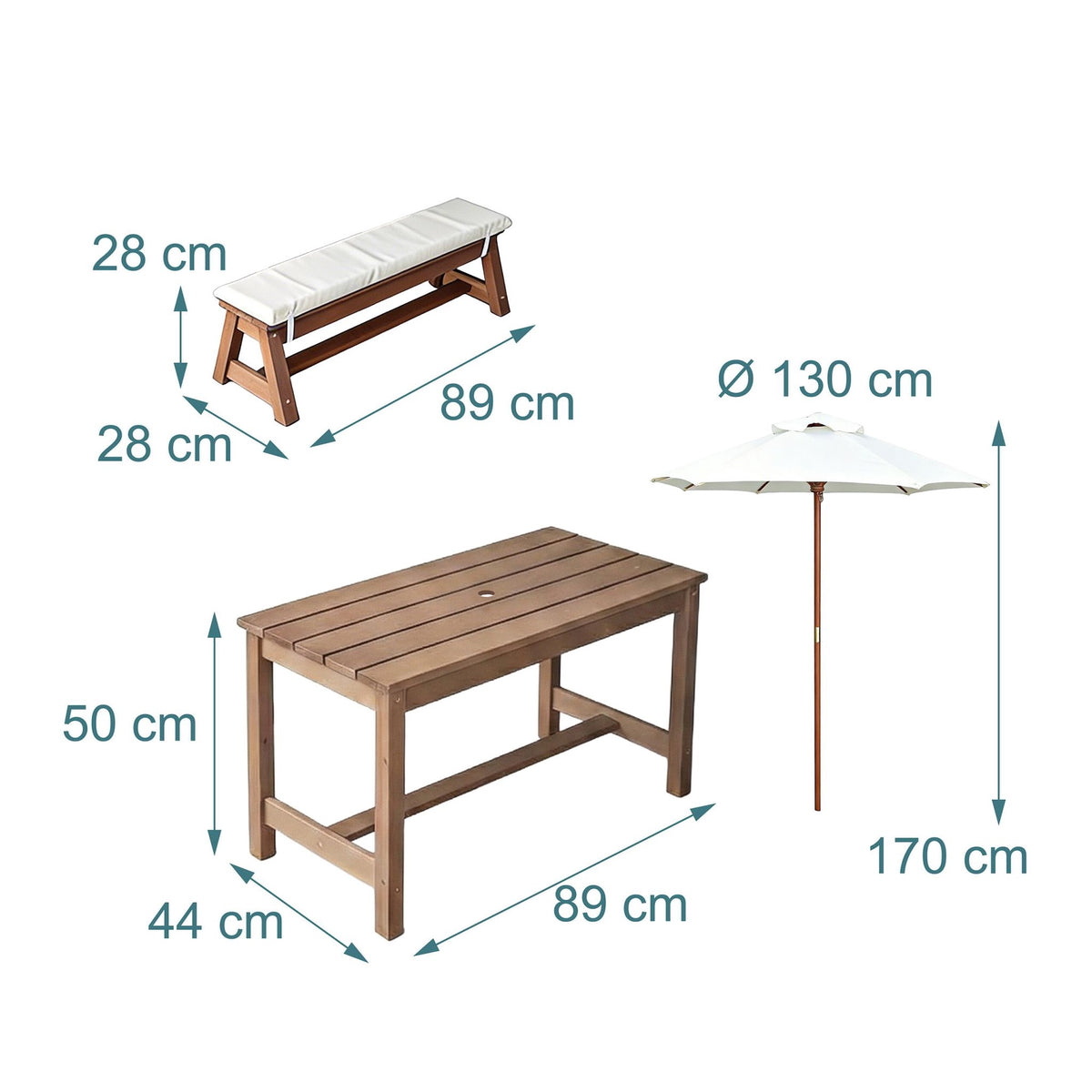 Kids' Picnic Set with Parasol and Cushions