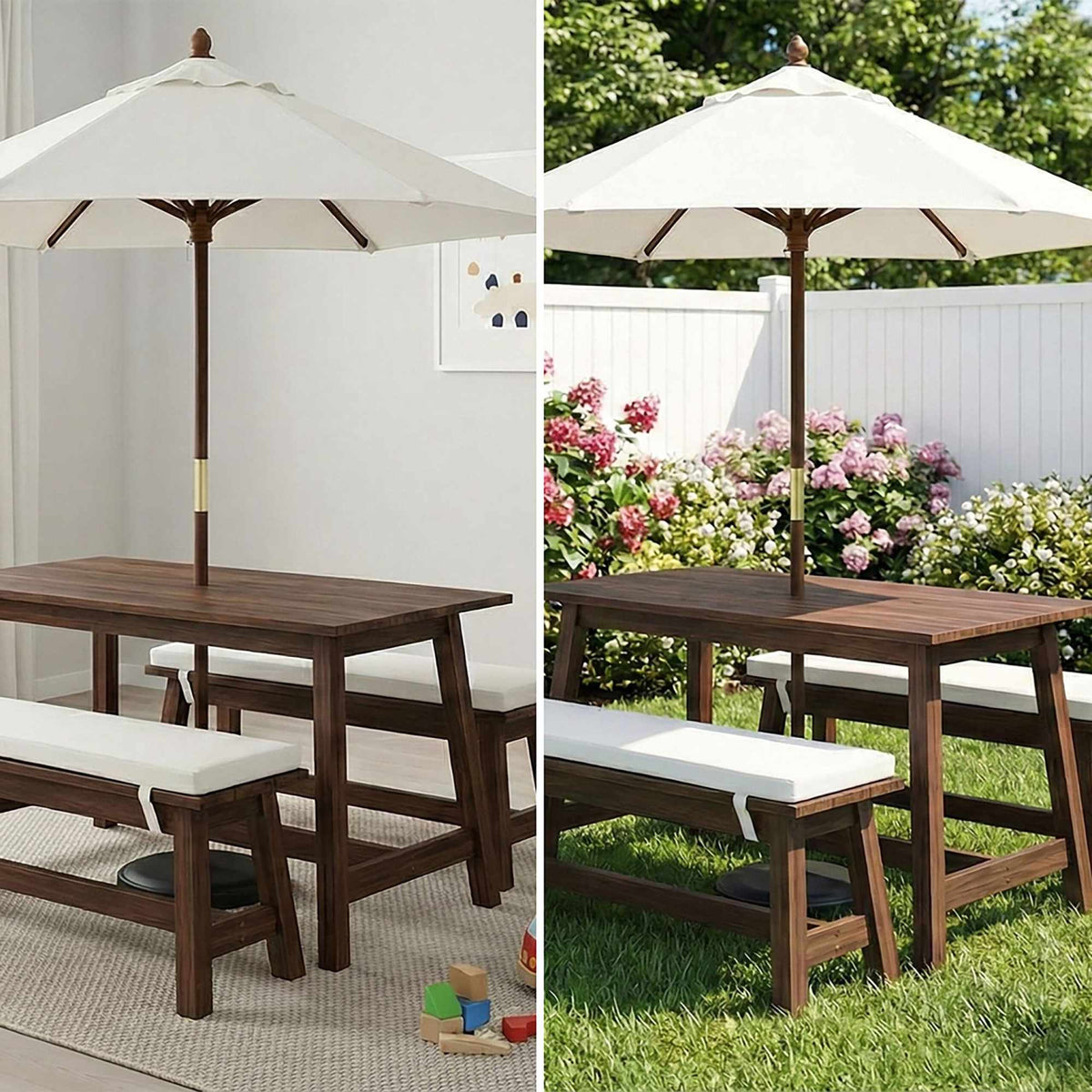 Kids' Picnic Set with Parasol and Cushions