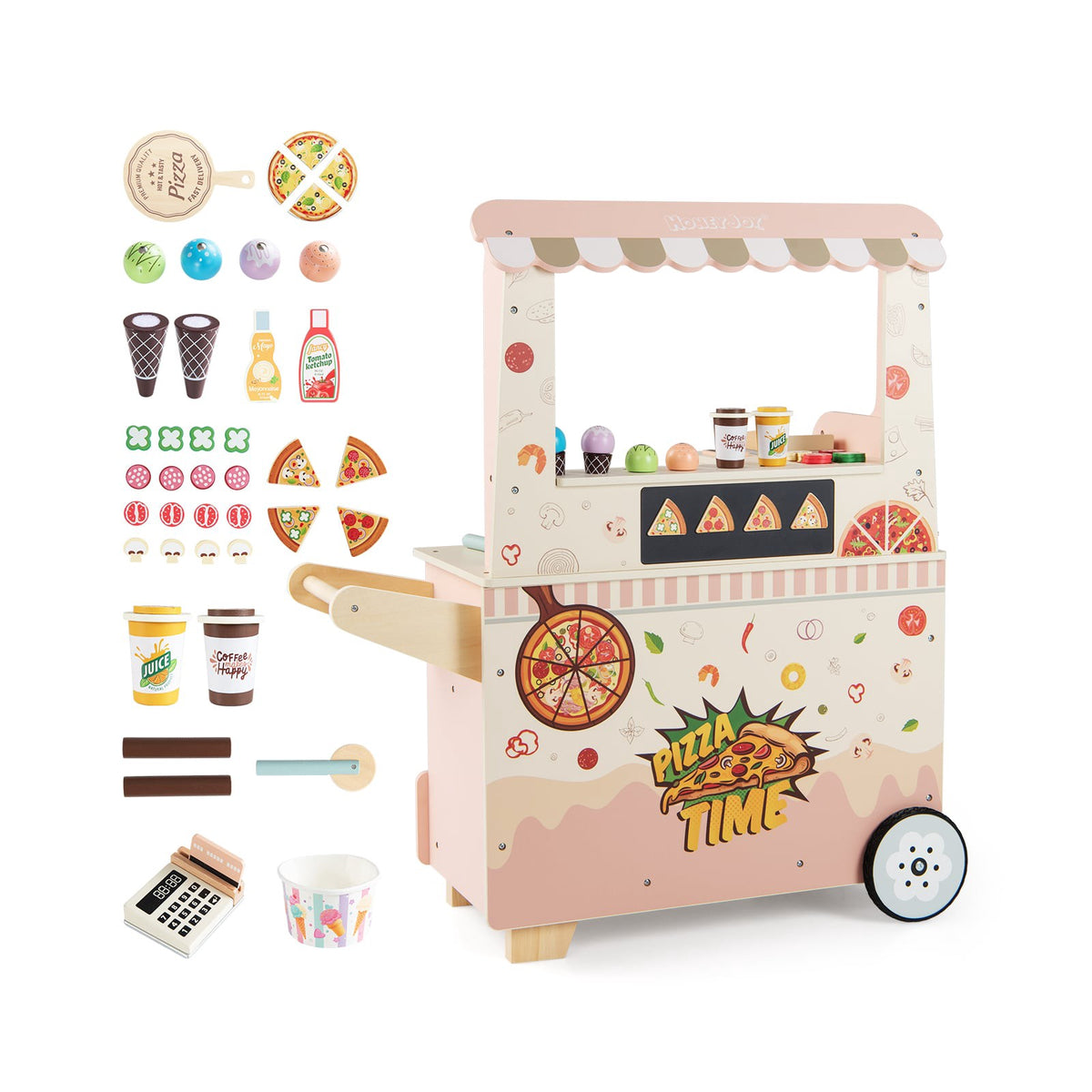 Kids Pizza Food Truck Playset with Magnetic Board