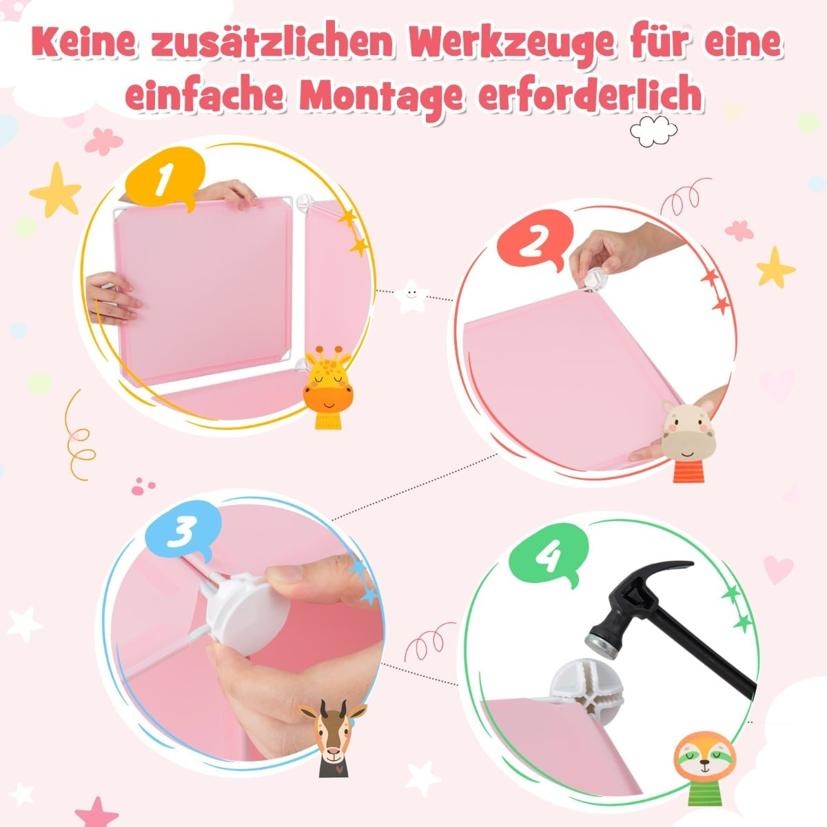 Kids Plastic Wardrobe with 12 Cubes and Doors, Pink