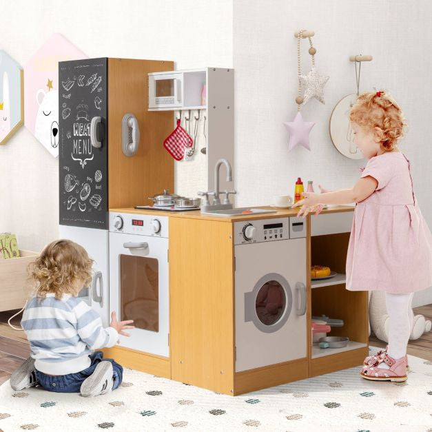 Kids Play Kitchen Set, 3-Piece, Lights Sounds, Chalkboard