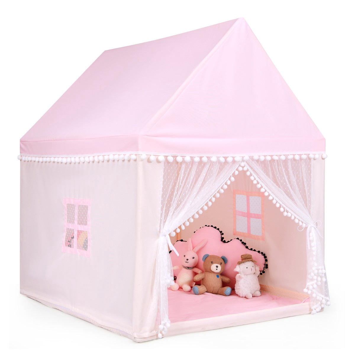 Kids Play Tent House With Mattress, Mesh Door, 2 Windows