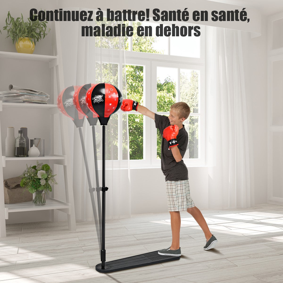 Kids Punching Ball Set – Adjustable 85-130 cm, Gloves, Pump