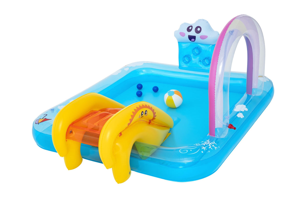 Kids Rainbow Play Center with Slide and Sprinkler