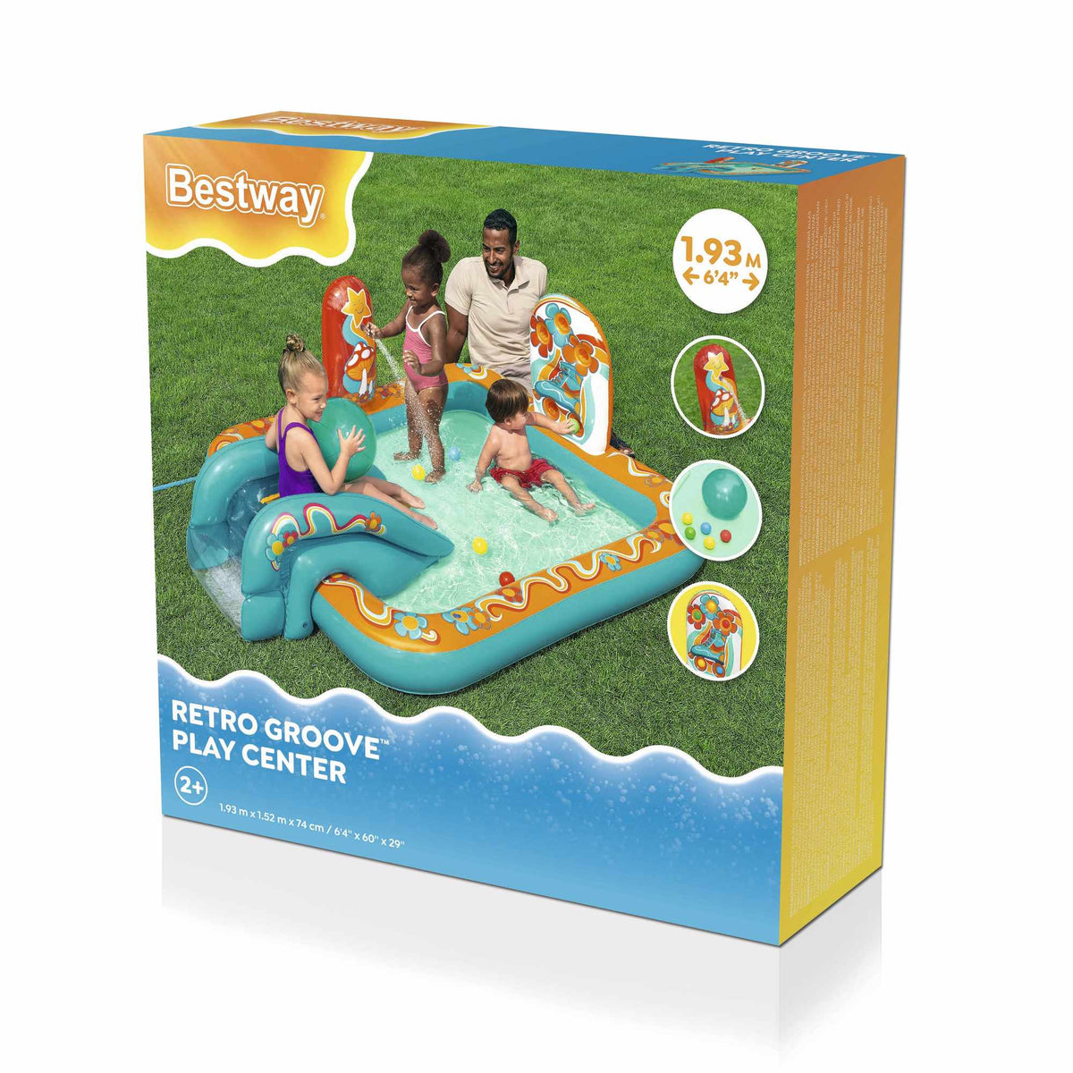 Kids Retro Play Center with Slide and Water Sprayer