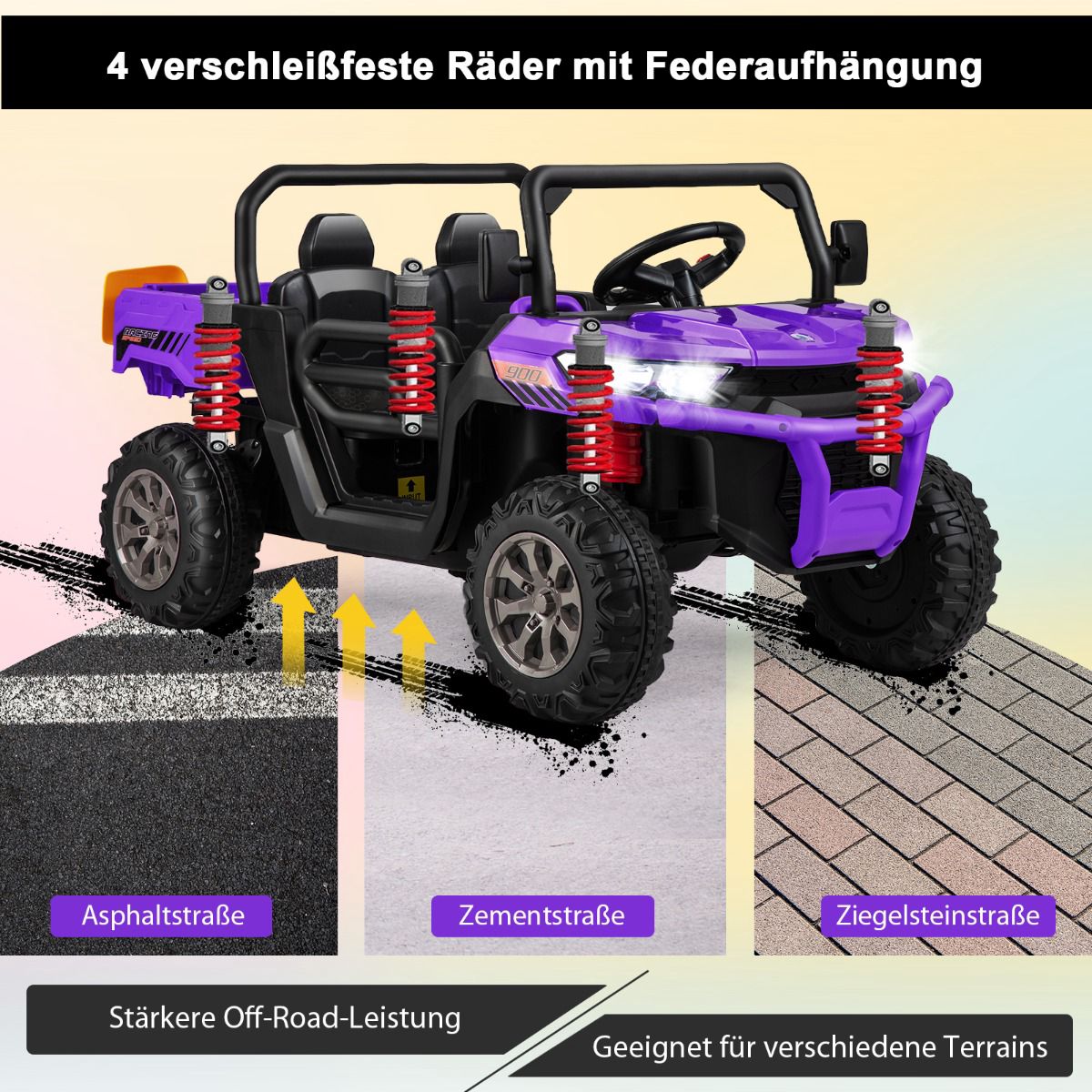 Kids Ride-On Dump Truck with Remote, 2 Seats, Purple