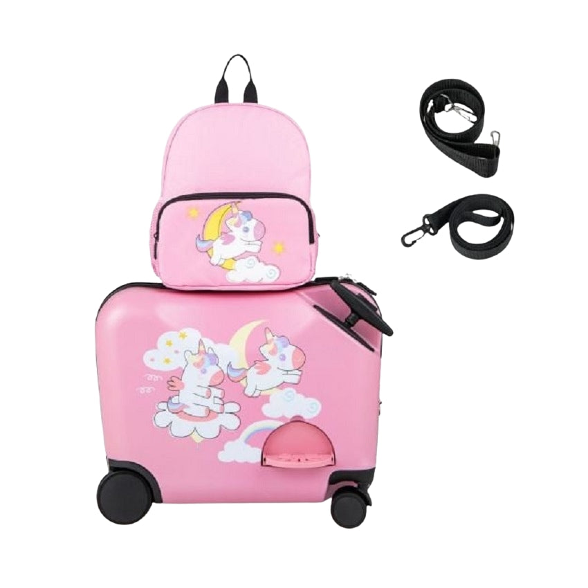 Kids Ride-On Luggage Set, 2-Piece Spinner Suitcase + Backpack