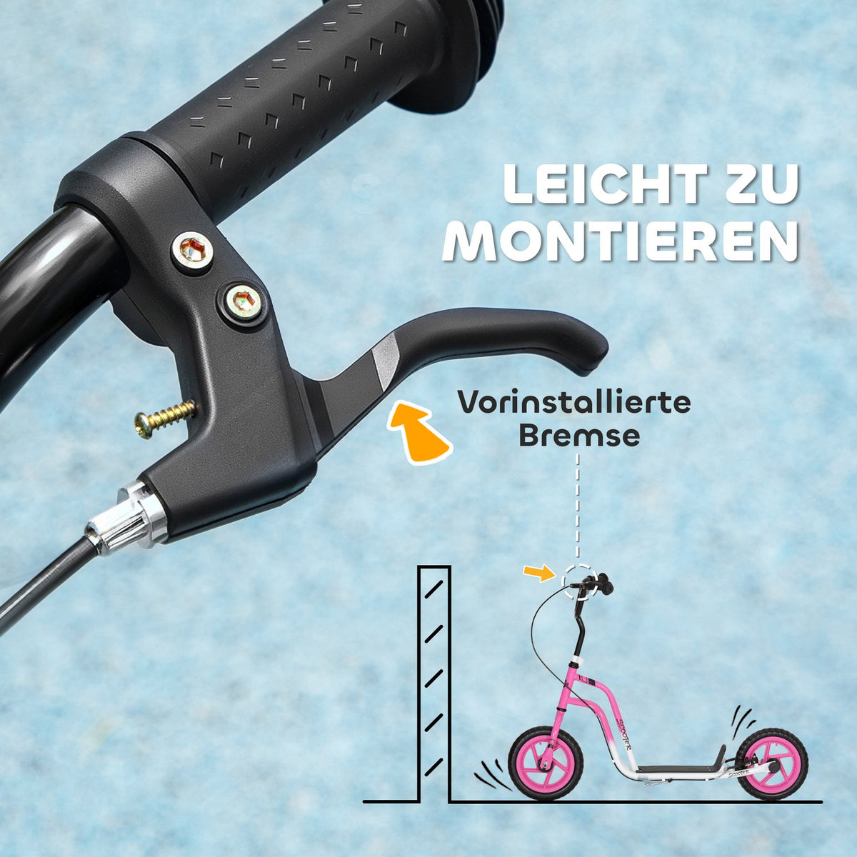 Kids Scooter, Adjustable Handlebar, Large Wheels, Pink