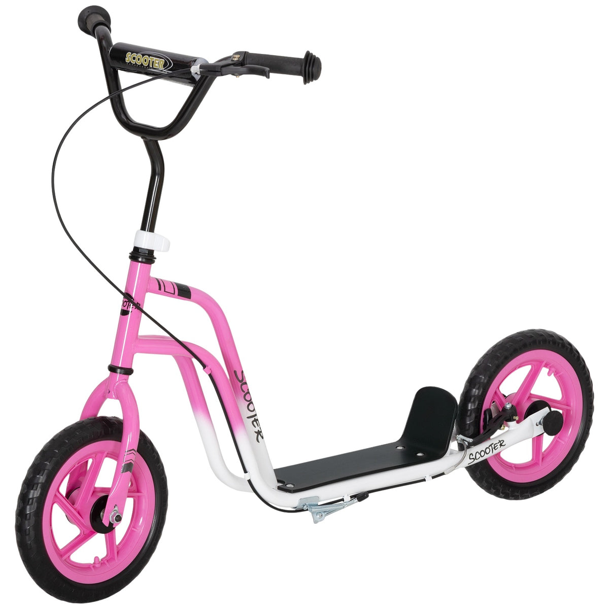 Kids Scooter, Adjustable Handlebar, Large Wheels, Pink
