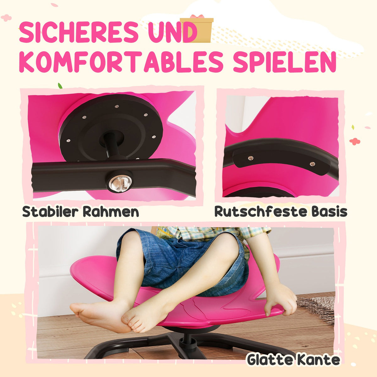 Kids' Sensory Swivel Chair, Butterfly Shape, Pink