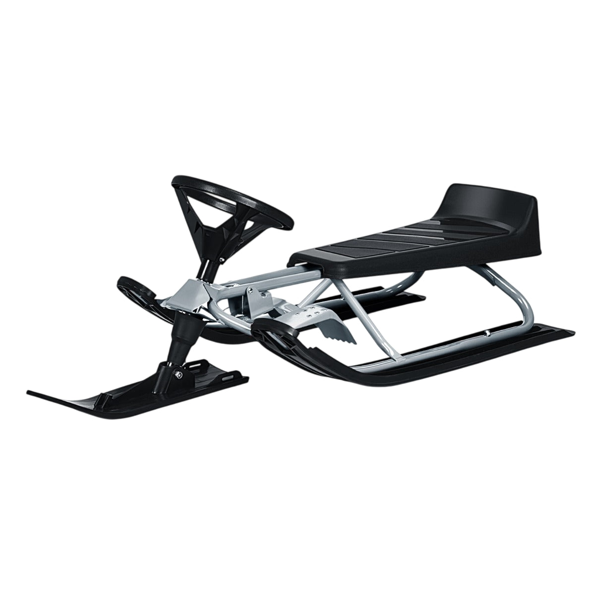 Kids Snow Sled With Steering Wheel, Double Brakes, Pull Rope