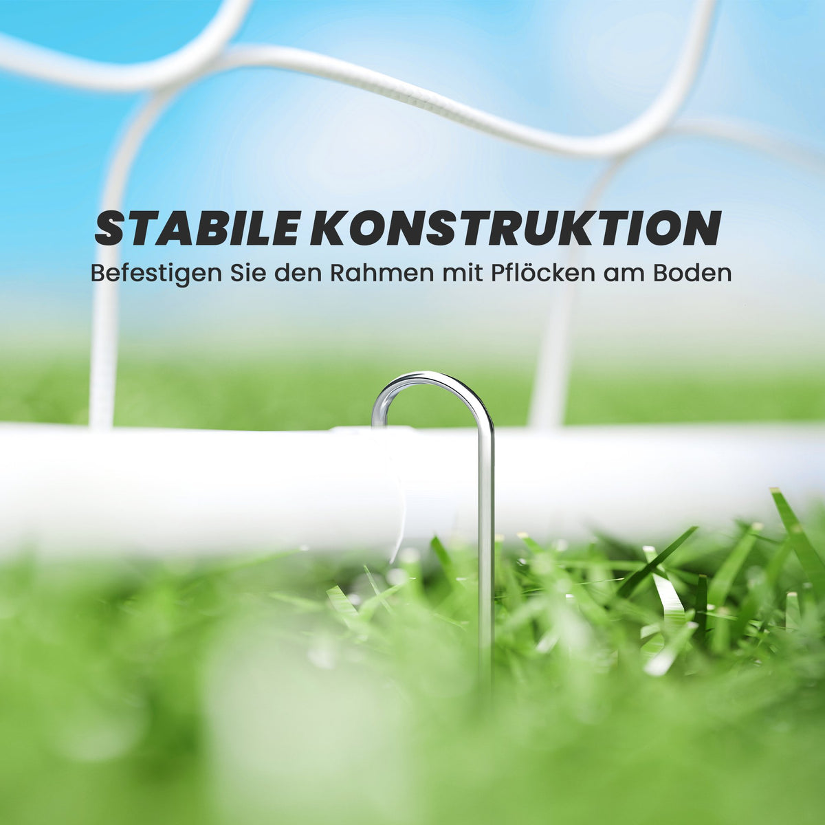 Kids Soccer Goal, Shock-Absorbing, 186x123cm, White