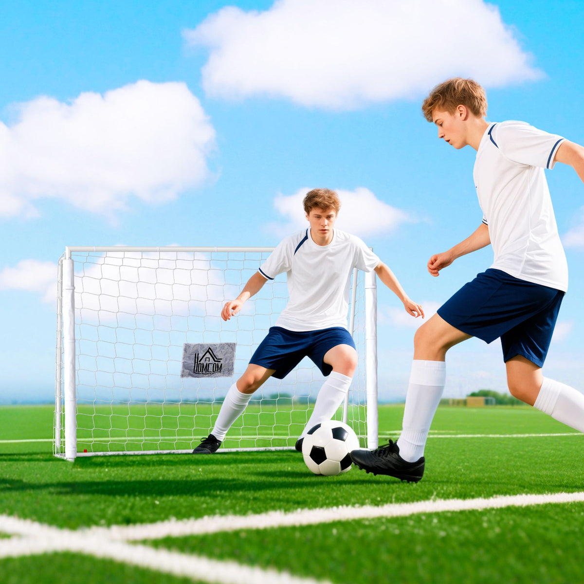 Kids Soccer Goal, Shock-Absorbing, 186x123cm, White