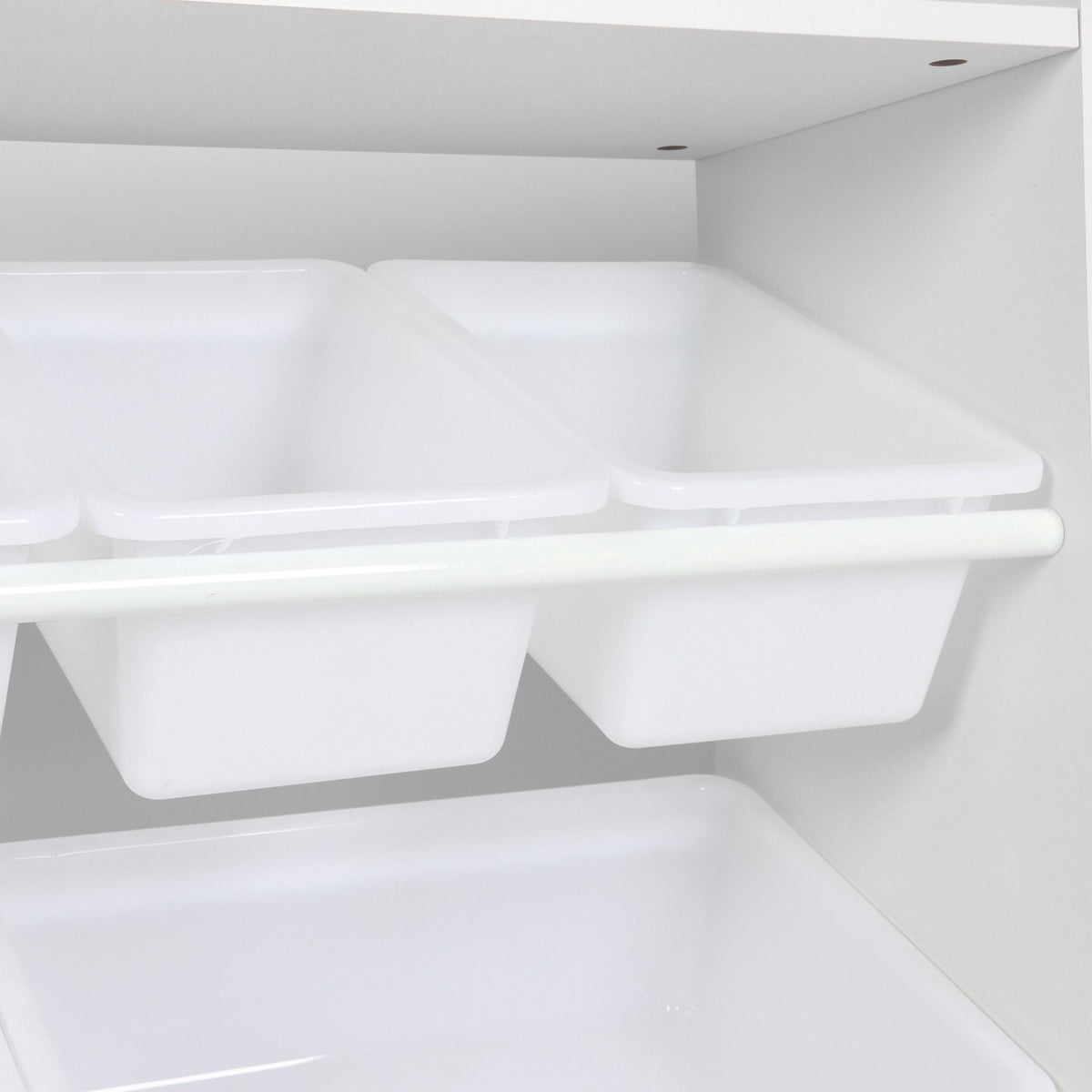 Kids Storage Unit With 8 Bins, White Toy And Book Shelf