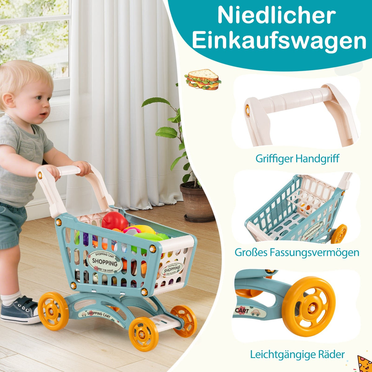 Kids Supermarket Playset with Cart, Scale & Scanner