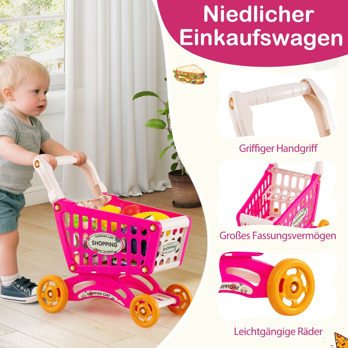 Kids Supermarket Playset with Cart, Scale & Scanner