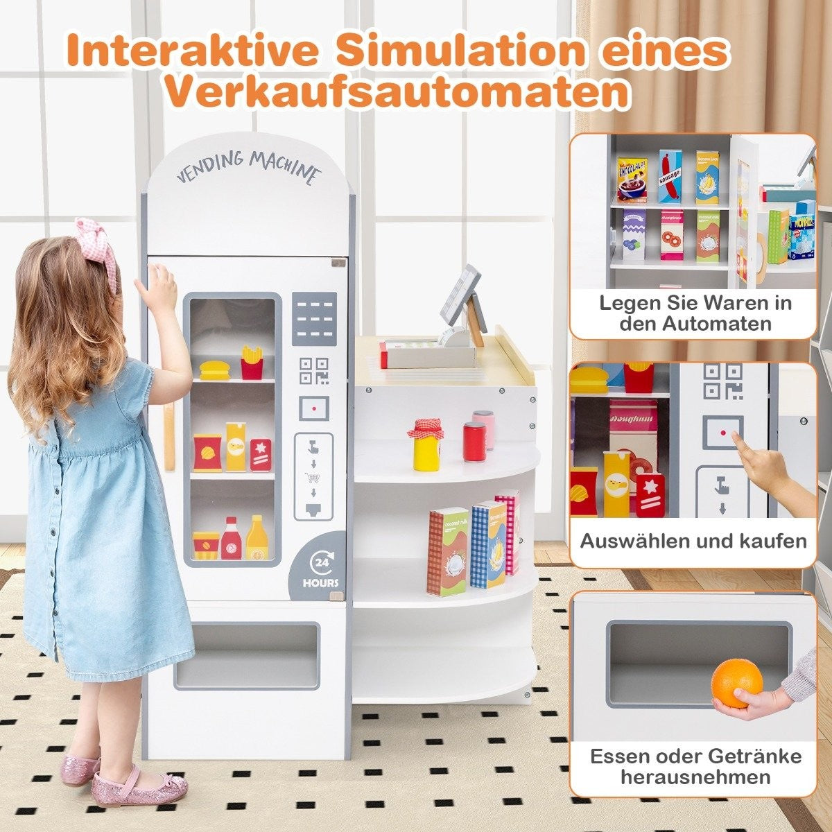 Kids Supermarket Playset with Cash Register & Chalkboard