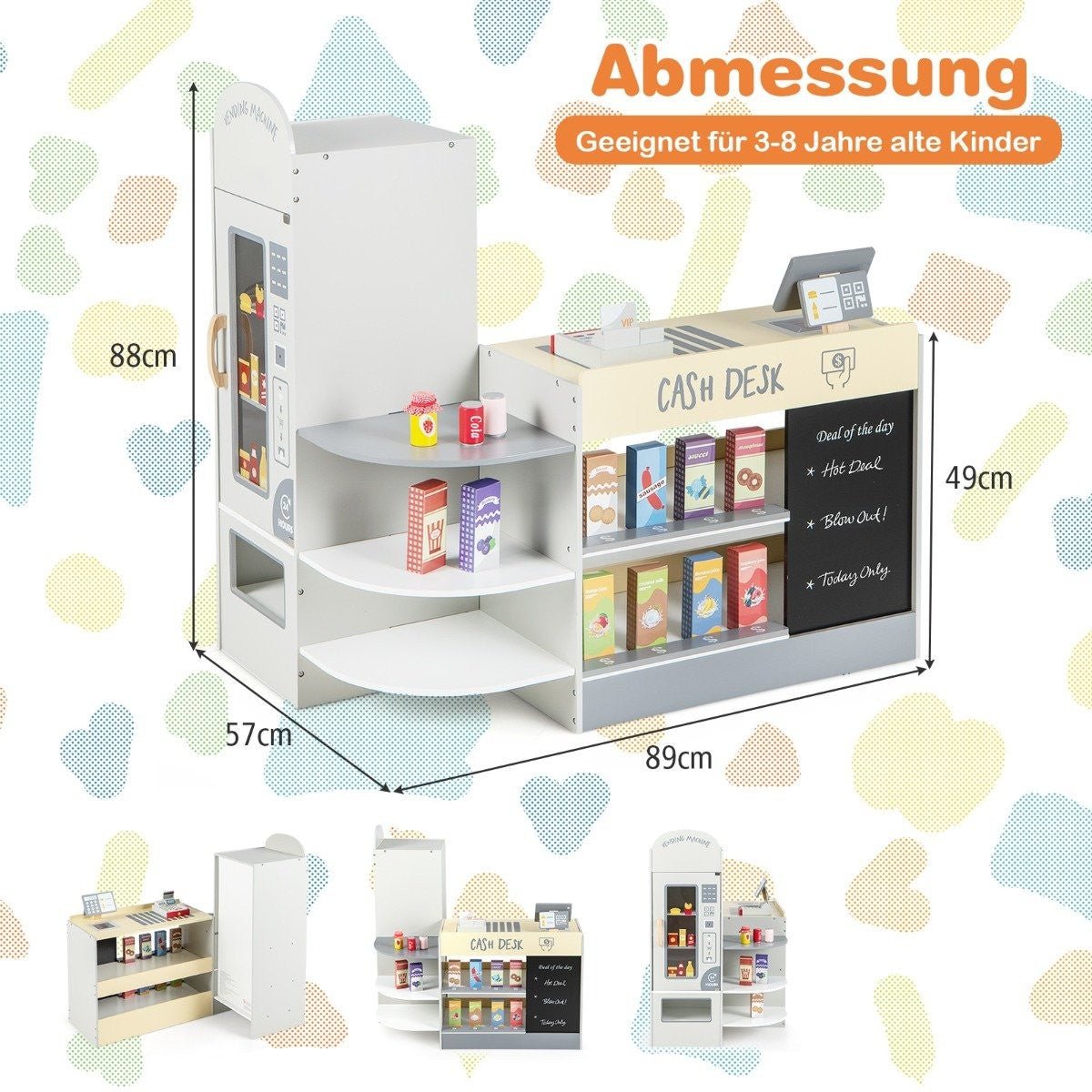 Kids Supermarket Playset with Cash Register & Chalkboard