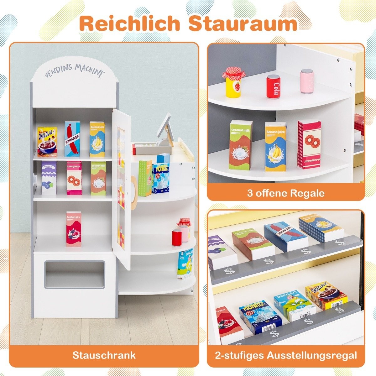 Kids Supermarket Playset with Cash Register & Chalkboard