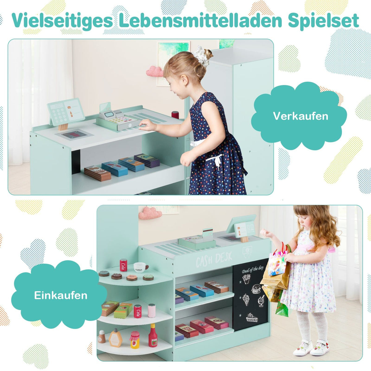 Kids Supermarket Playset with Cash Register & Vending Machine