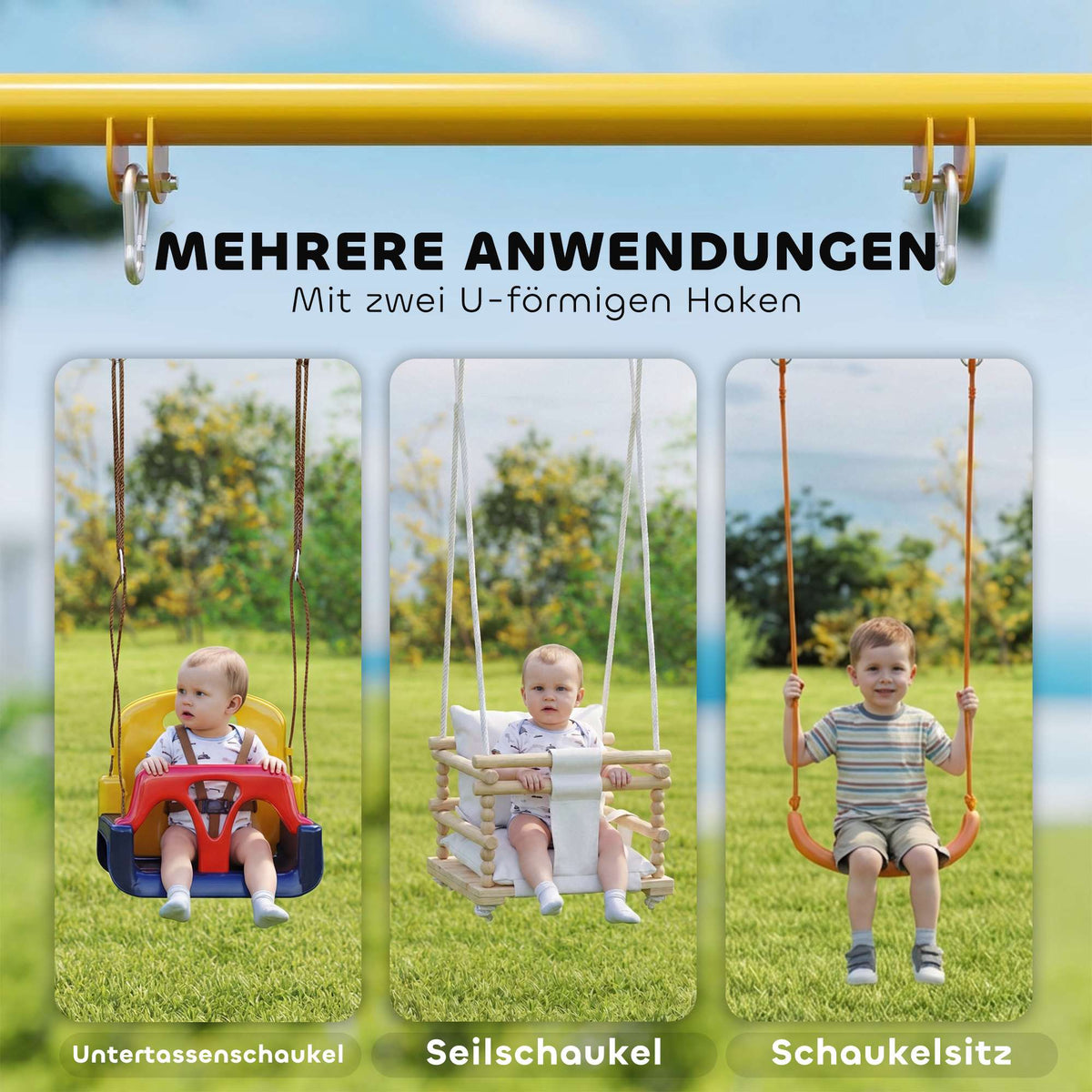 Kids Swing Frame, Foldable Steel, Indoor/Outdoor Use