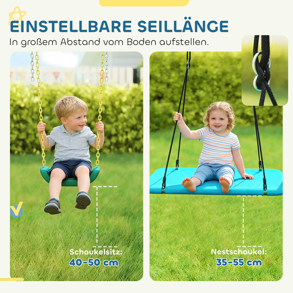 Kids Swing Set with Nest, Glider & Adjustable Ropes